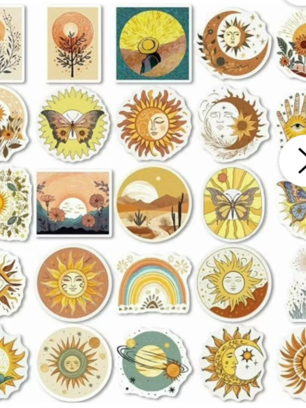 HOME: 50pcs Plant-Theme Waterproof Sun Stickers